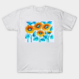 Sunflowers Field Watercolor Painting T-Shirt